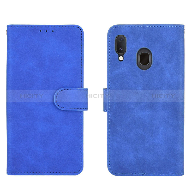 Funda de Cuero Cartera con Soporte Carcasa L01Z para Samsung Galaxy A20 Azul