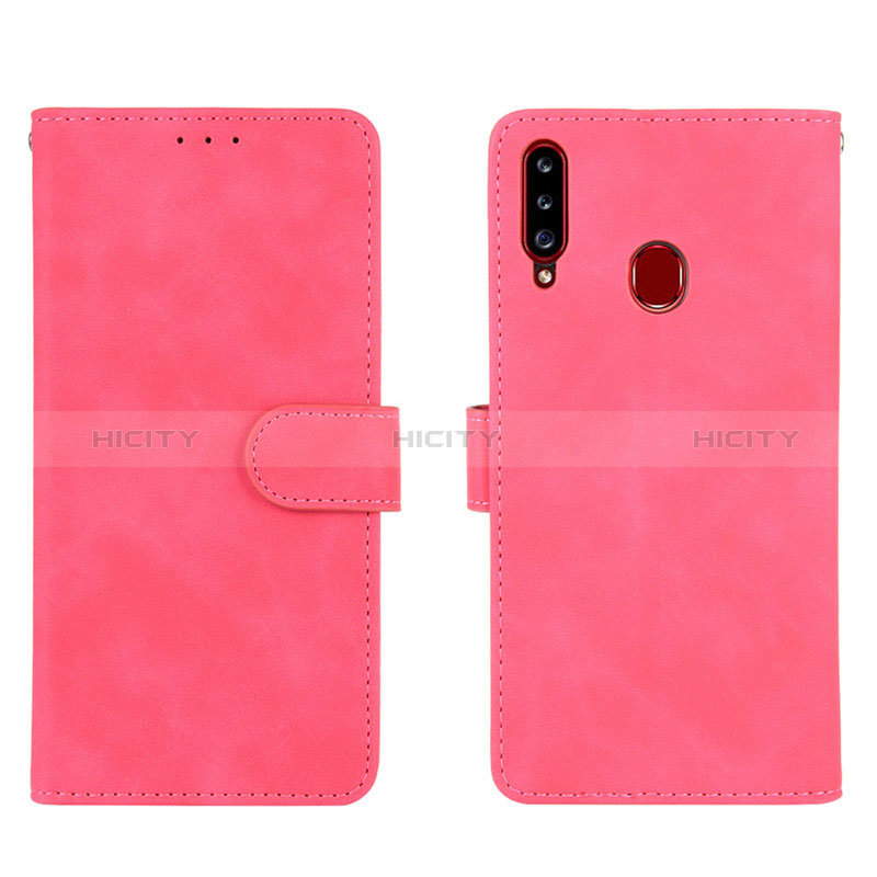 Funda de Cuero Cartera con Soporte Carcasa L01Z para Samsung Galaxy A20s Rosa Roja