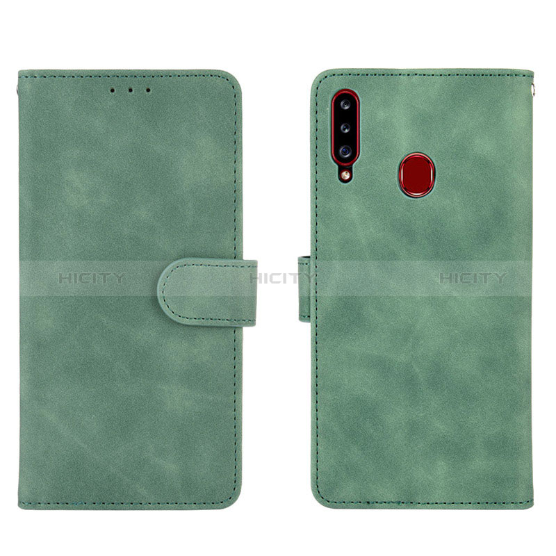 Funda de Cuero Cartera con Soporte Carcasa L01Z para Samsung Galaxy A20s Verde