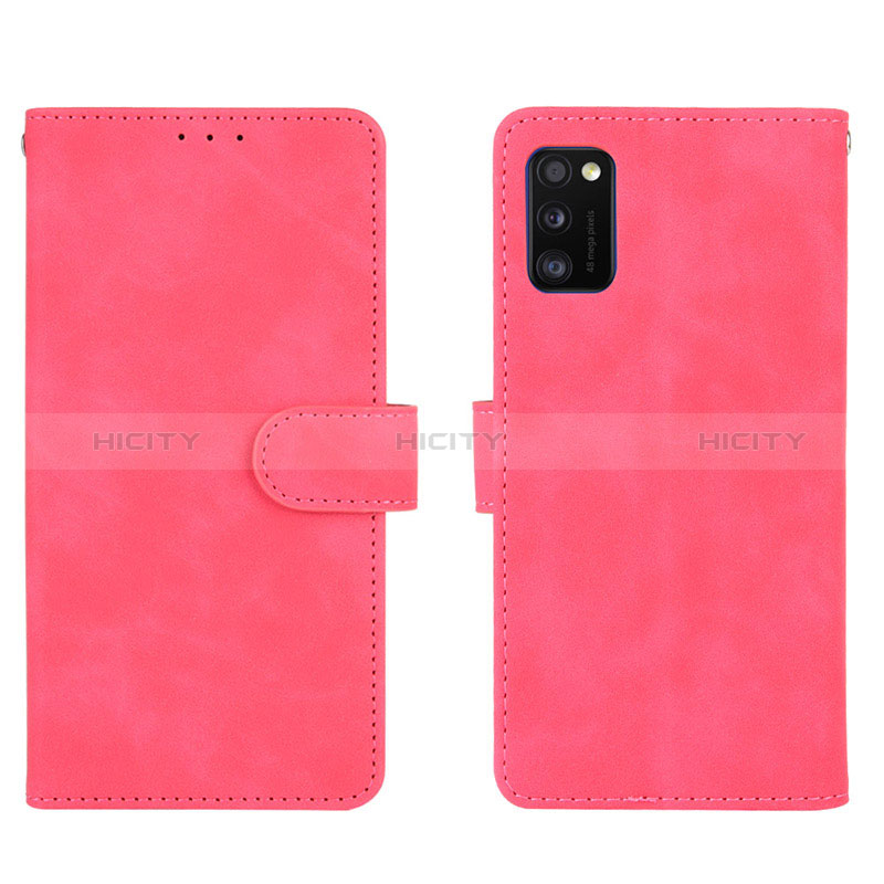 Funda de Cuero Cartera con Soporte Carcasa L01Z para Samsung Galaxy A41 Rosa Roja