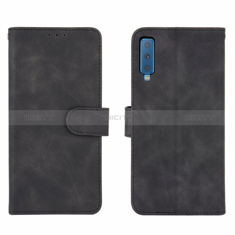 Funda de Cuero Cartera con Soporte Carcasa L01Z para Samsung Galaxy A7 (2018) A750 Negro