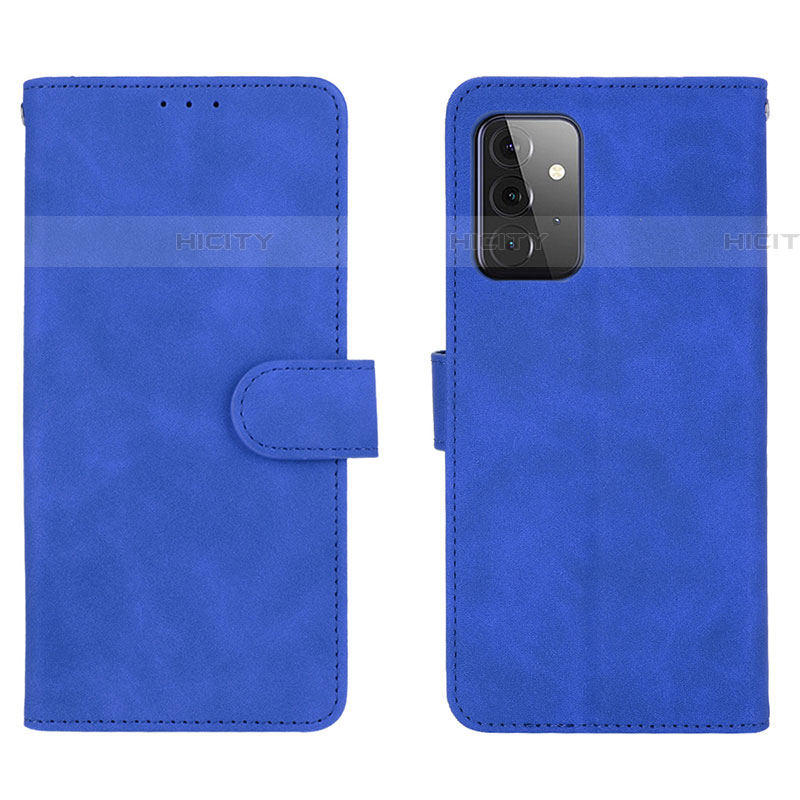 Funda de Cuero Cartera con Soporte Carcasa L01Z para Samsung Galaxy A72 4G Azul