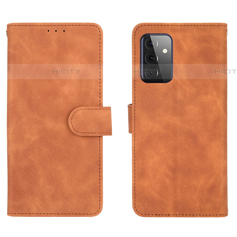 Funda de Cuero Cartera con Soporte Carcasa L01Z para Samsung Galaxy A72 4G Marron