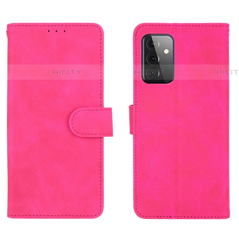 Funda de Cuero Cartera con Soporte Carcasa L01Z para Samsung Galaxy A72 4G Rosa Roja