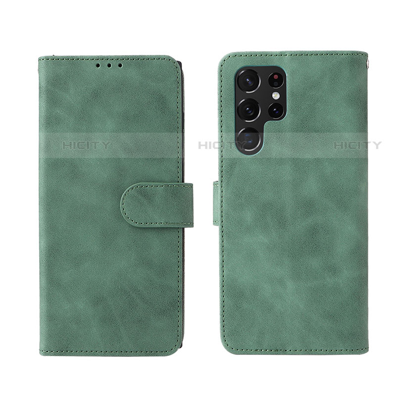 Funda de Cuero Cartera con Soporte Carcasa L01Z para Samsung Galaxy S23 Ultra 5G Verde