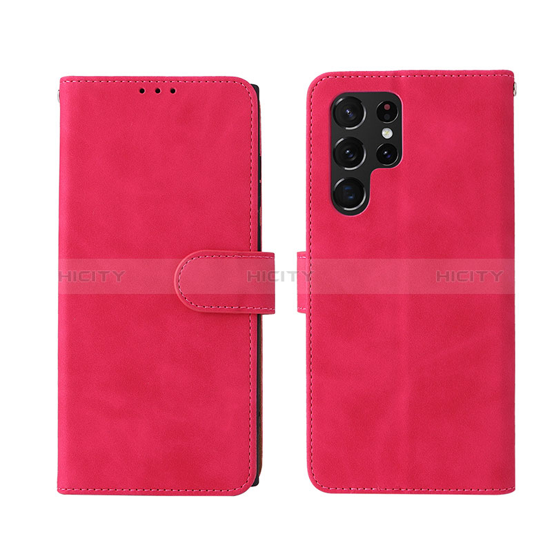 Funda de Cuero Cartera con Soporte Carcasa L01Z para Samsung Galaxy S25 Ultra 5G Rosa Roja