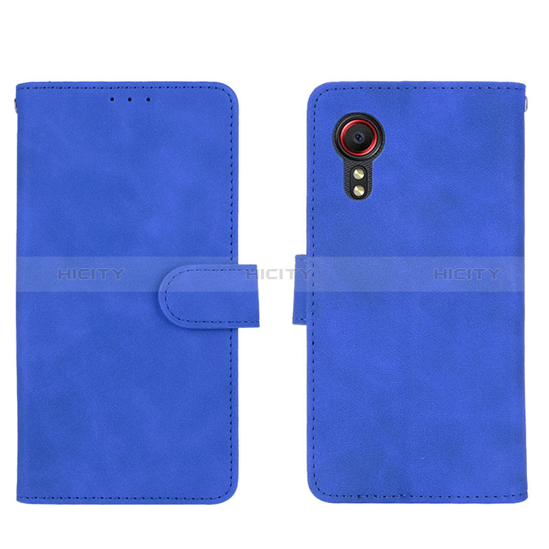 Funda de Cuero Cartera con Soporte Carcasa L01Z para Samsung Galaxy XCover 5 SM-G525F Azul