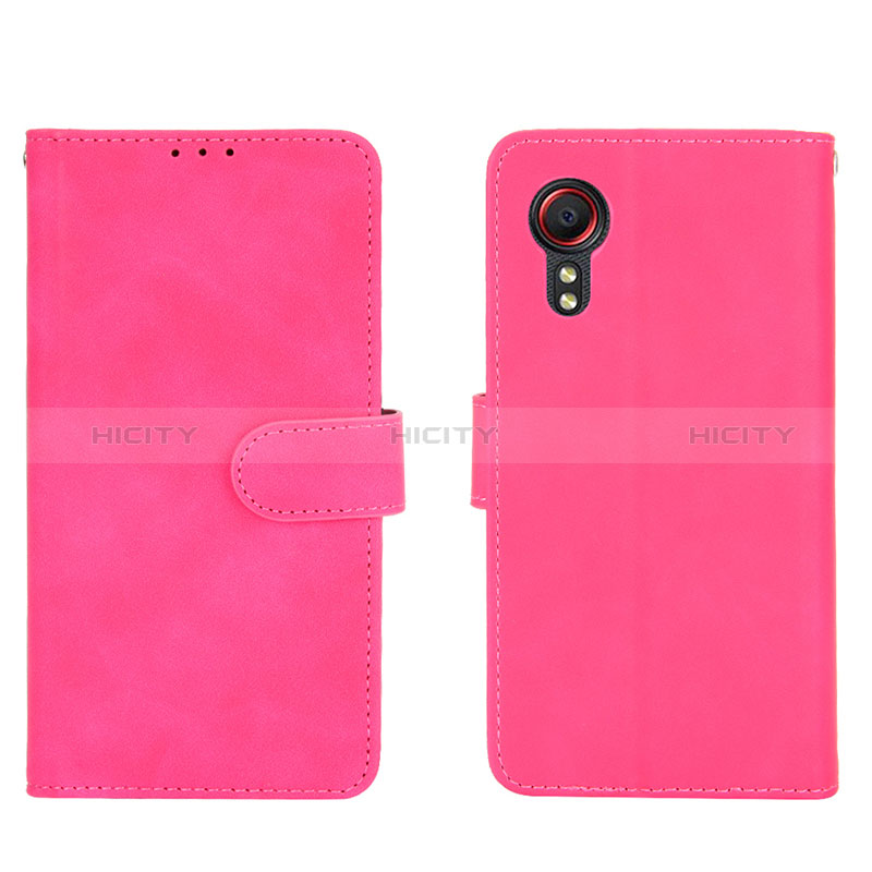 Funda de Cuero Cartera con Soporte Carcasa L01Z para Samsung Galaxy XCover 5 SM-G525F Rosa Roja