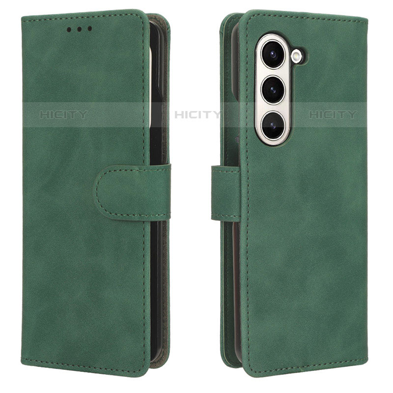 Funda de Cuero Cartera con Soporte Carcasa L01Z para Samsung Galaxy Z Fold5 5G Verde