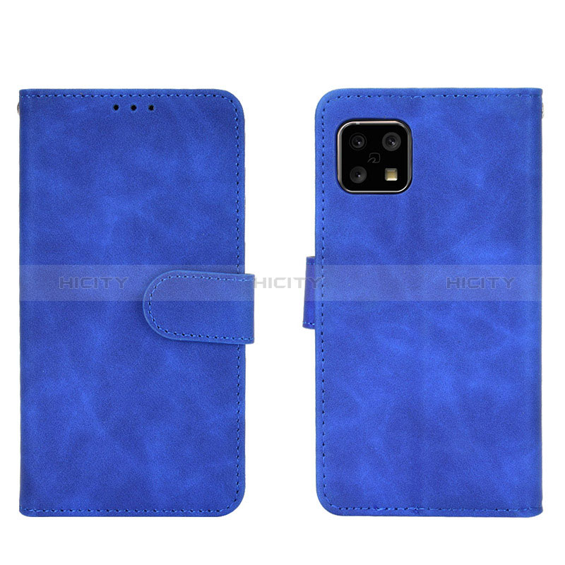 Funda de Cuero Cartera con Soporte Carcasa L01Z para Sharp Aquos Sense4 Basic Azul