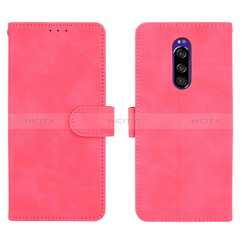 Funda de Cuero Cartera con Soporte Carcasa L01Z para Sony Xperia 1 Rosa Roja