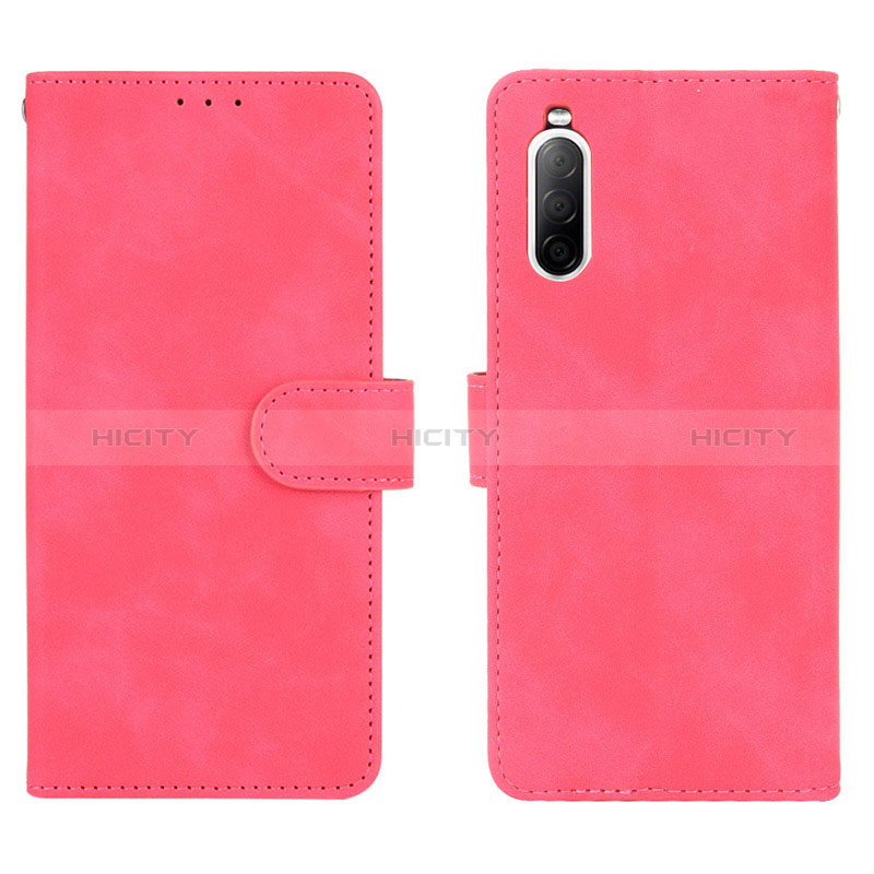 Funda de Cuero Cartera con Soporte Carcasa L01Z para Sony Xperia 10 II Rosa Roja