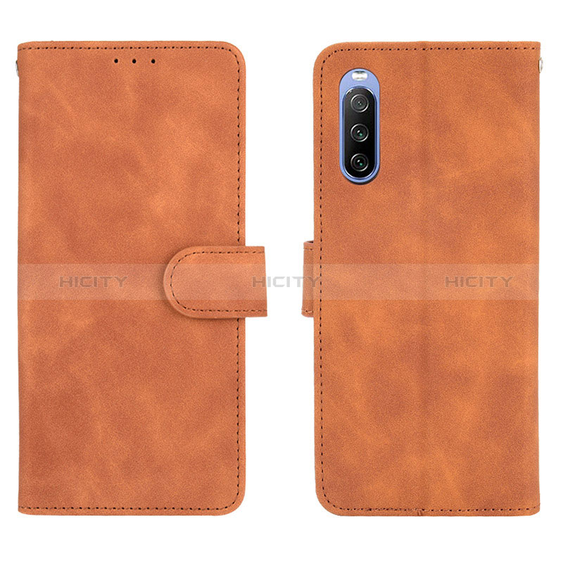 Funda de Cuero Cartera con Soporte Carcasa L01Z para Sony Xperia 10 III SOG04 Marron