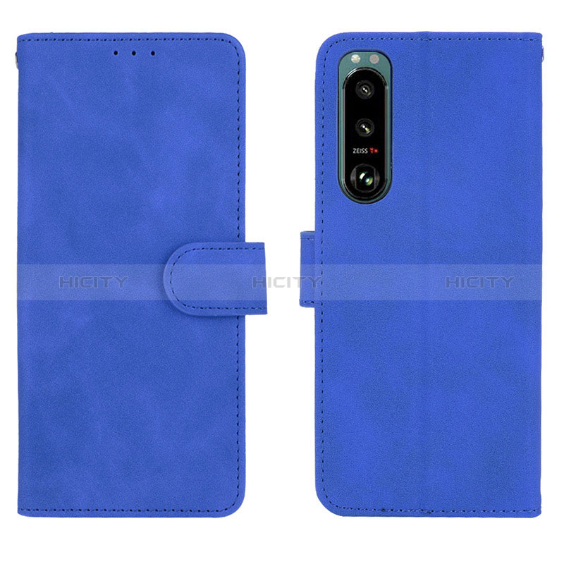 Funda de Cuero Cartera con Soporte Carcasa L01Z para Sony Xperia 5 III SO-53B Azul