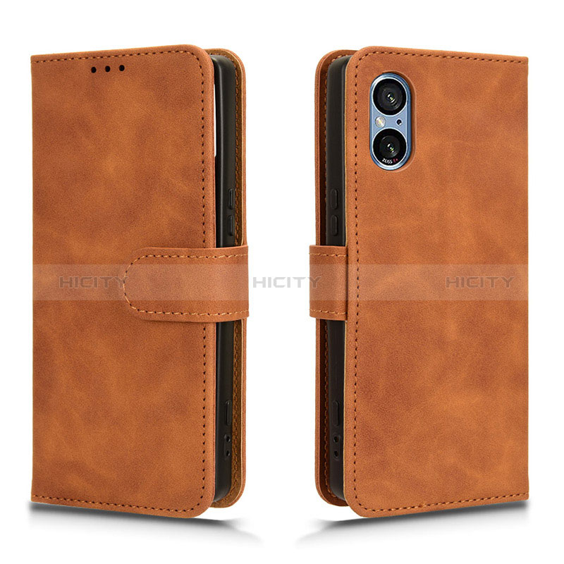 Funda de Cuero Cartera con Soporte Carcasa L01Z para Sony Xperia 5 V Marron