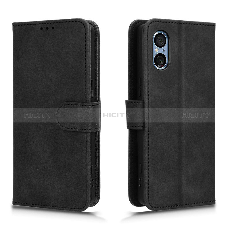 Funda de Cuero Cartera con Soporte Carcasa L01Z para Sony Xperia 5 V Negro