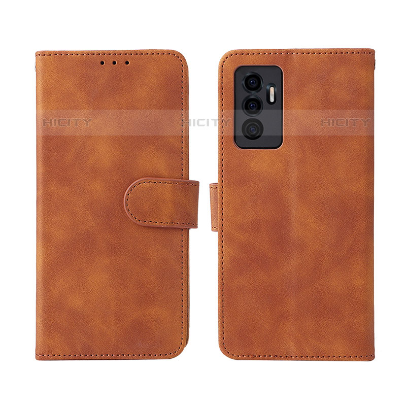 Funda de Cuero Cartera con Soporte Carcasa L01Z para Vivo V23e 5G Marron