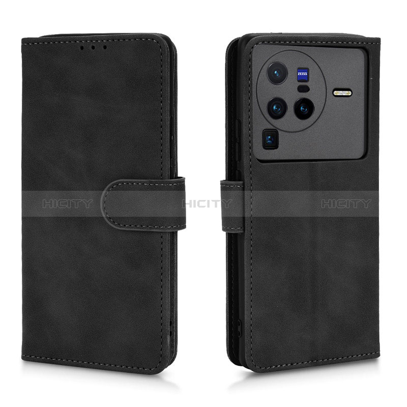 Funda de Cuero Cartera con Soporte Carcasa L01Z para Vivo X80 Pro 5G Negro