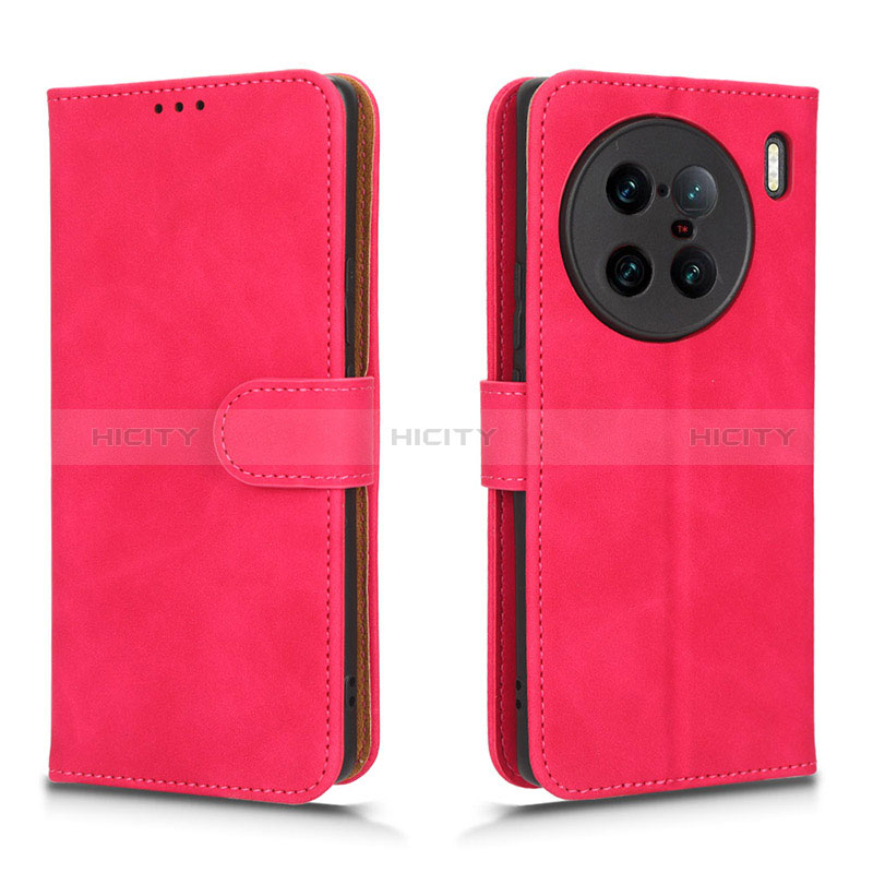 Funda de Cuero Cartera con Soporte Carcasa L01Z para Vivo X90 Pro+ Plus 5G Rosa Roja