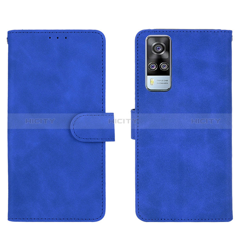 Funda de Cuero Cartera con Soporte Carcasa L01Z para Vivo Y31 (2021) Azul