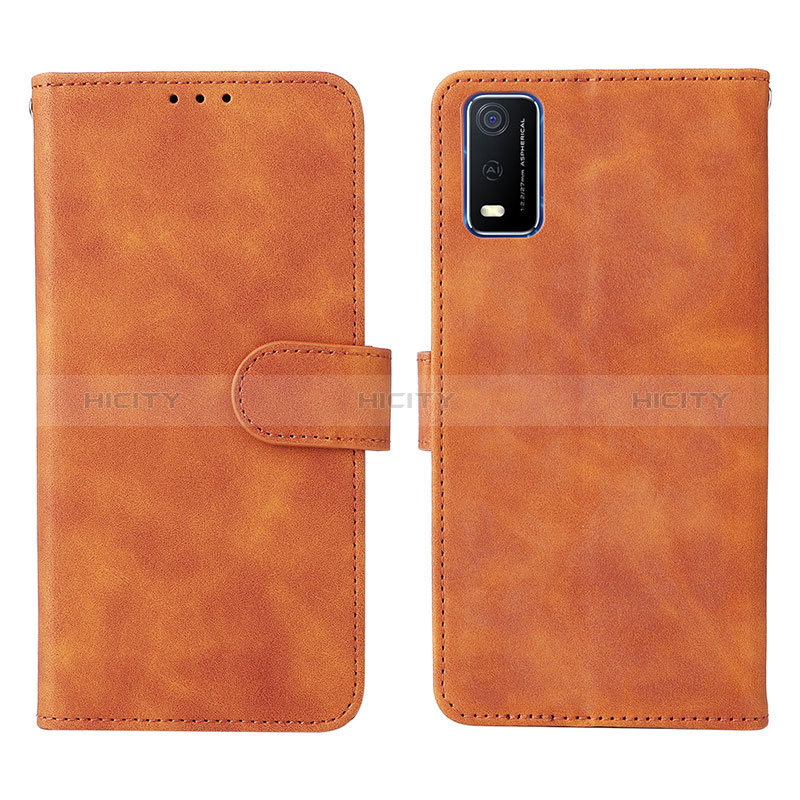 Funda de Cuero Cartera con Soporte Carcasa L01Z para Vivo Y3s (2021) Marron