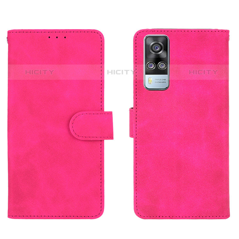 Funda de Cuero Cartera con Soporte Carcasa L01Z para Vivo Y51A Rosa Roja