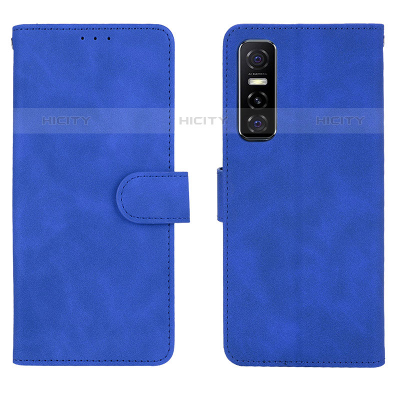 Funda de Cuero Cartera con Soporte Carcasa L01Z para Vivo Y73s 5G Azul