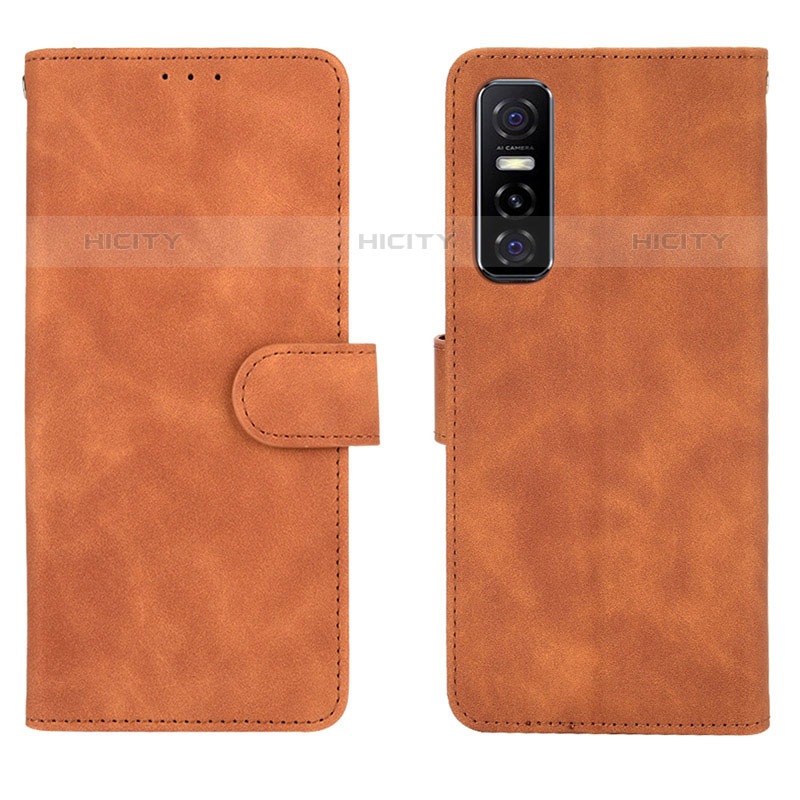 Funda de Cuero Cartera con Soporte Carcasa L01Z para Vivo Y73s 5G Marron