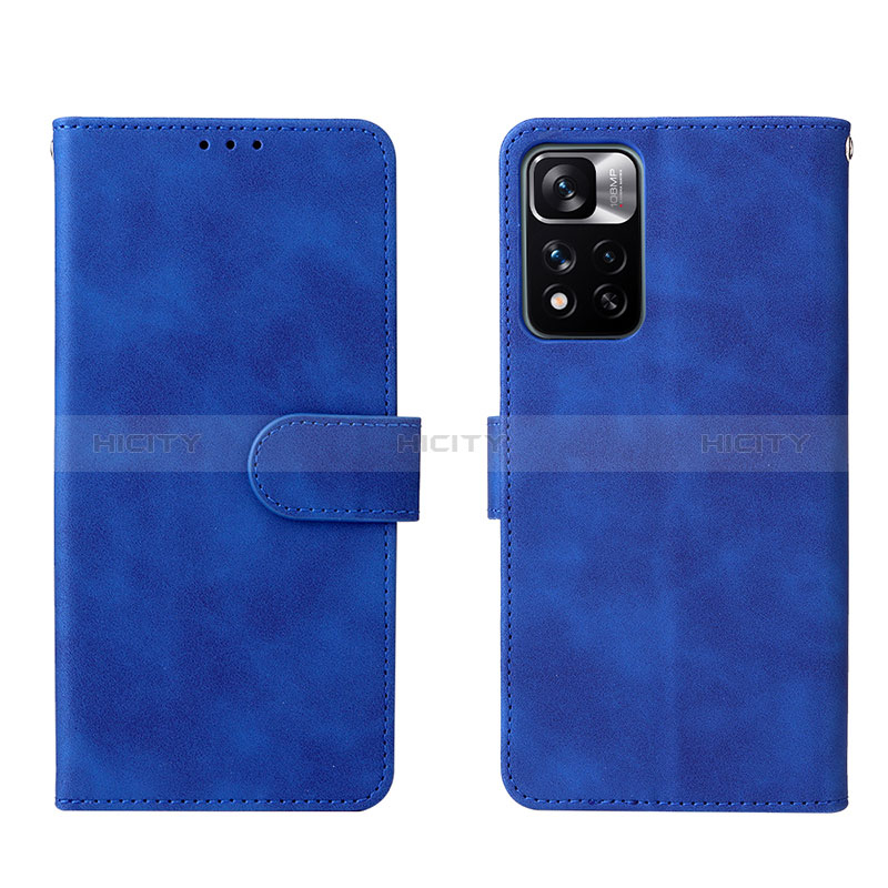 Funda de Cuero Cartera con Soporte Carcasa L01Z para Xiaomi Redmi Note 11 Pro+ Plus 5G Azul