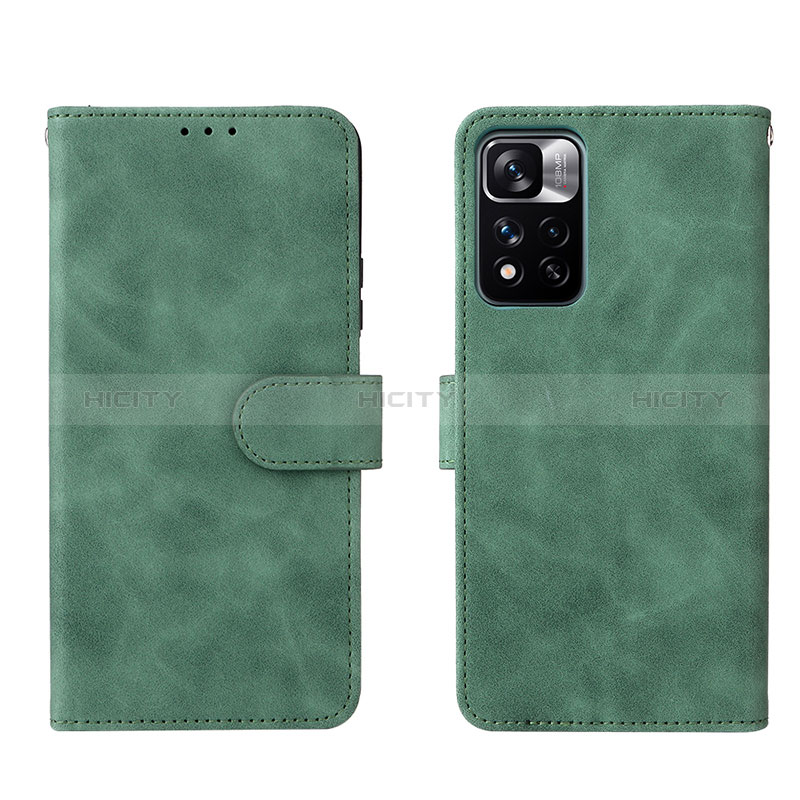 Funda de Cuero Cartera con Soporte Carcasa L01Z para Xiaomi Redmi Note 11 Pro+ Plus 5G Verde