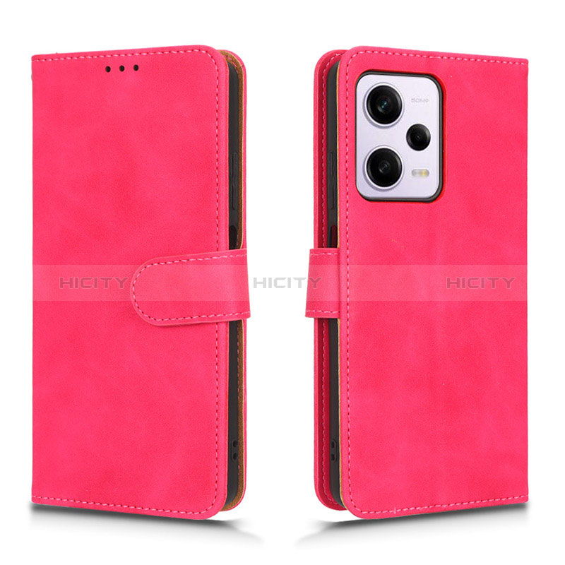 Funda de Cuero Cartera con Soporte Carcasa L01Z para Xiaomi Redmi Note 12 Pro 5G Rosa Roja