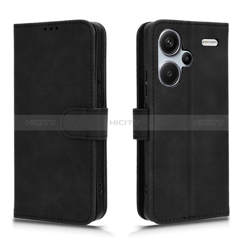 Funda de Cuero Cartera con Soporte Carcasa L01Z para Xiaomi Redmi Note 13 Pro+ Plus 5G Negro