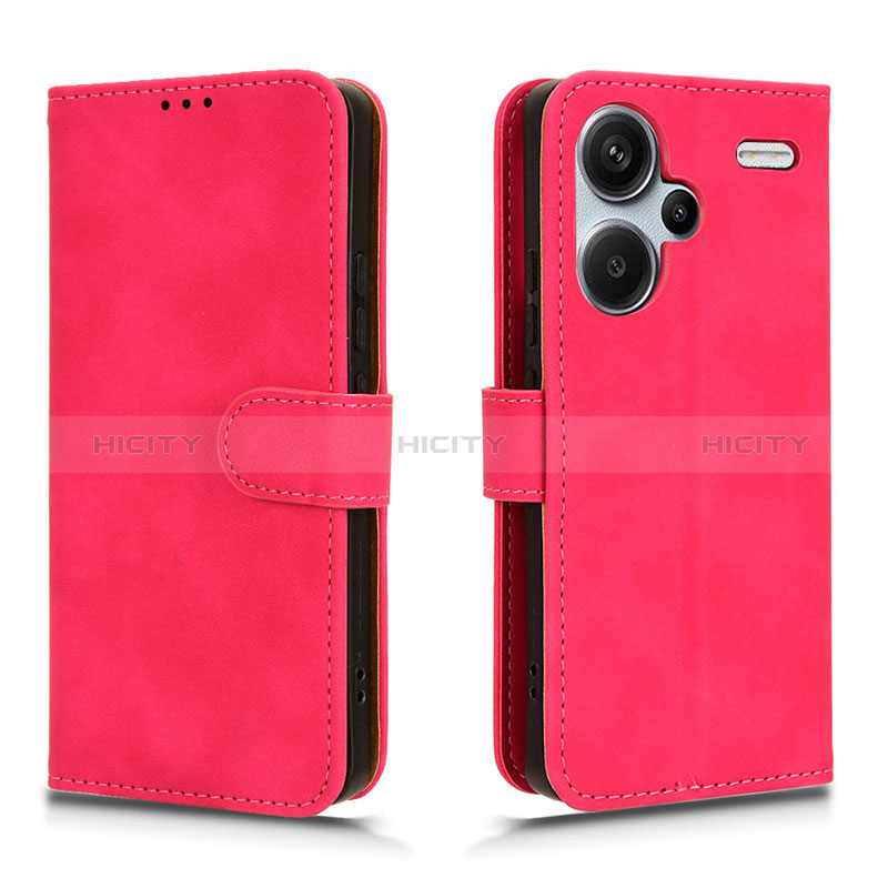 Funda de Cuero Cartera con Soporte Carcasa L01Z para Xiaomi Redmi Note 13 Pro+ Plus 5G Rosa Roja