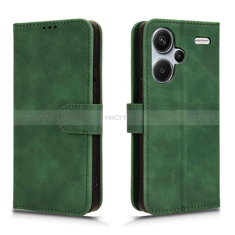 Funda de Cuero Cartera con Soporte Carcasa L01Z para Xiaomi Redmi Note 13 Pro+ Plus 5G Verde