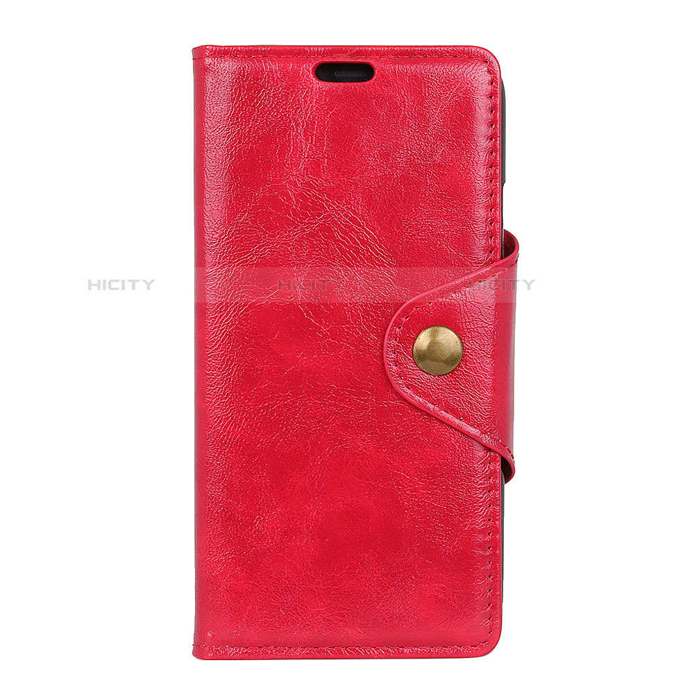 Funda de Cuero Cartera con Soporte Carcasa L02 para Alcatel 1 Rojo