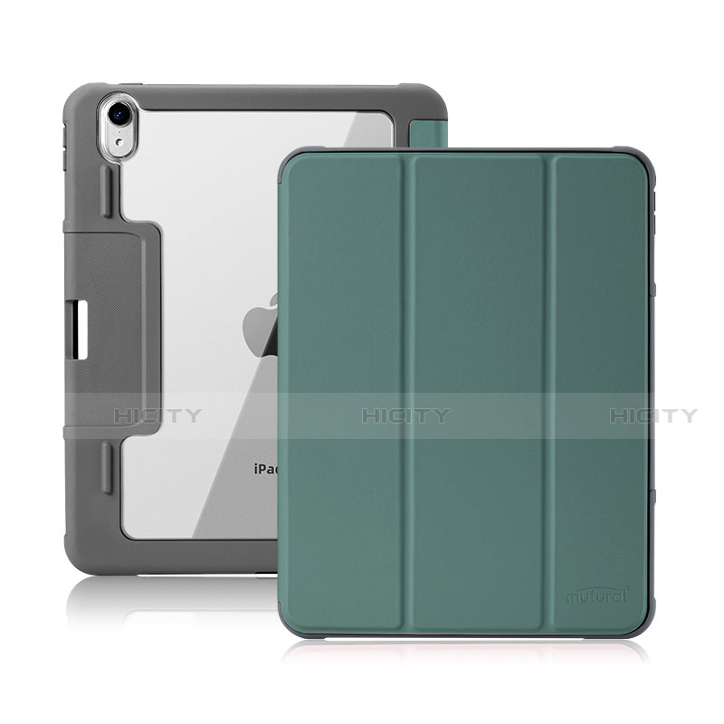 Funda de Cuero Cartera con Soporte Carcasa L02 para Apple New iPad Air 10.9 (2020) Verde Noche