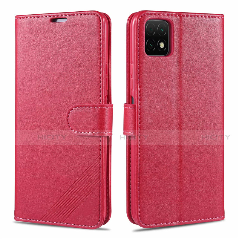 Funda de Cuero Cartera con Soporte Carcasa L02 para Huawei Enjoy 20 5G Rojo