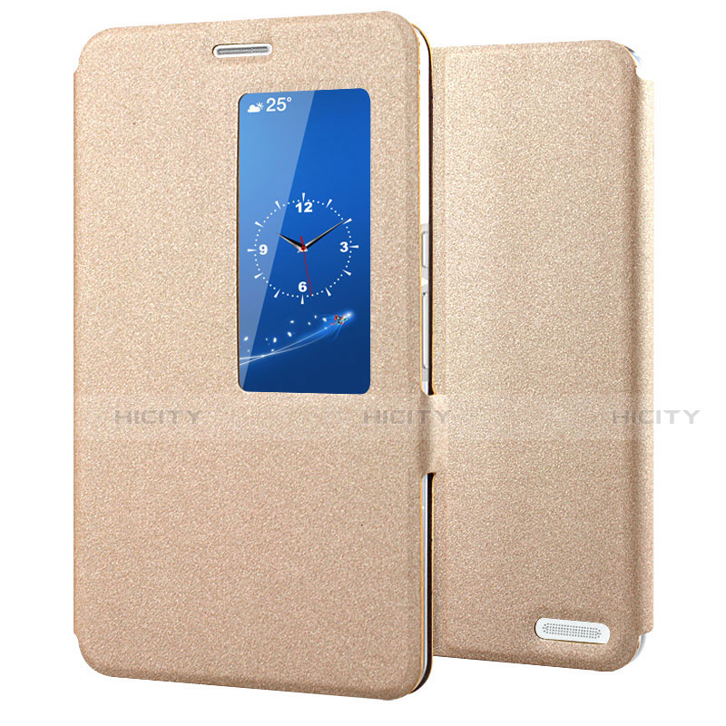 Funda de Cuero Cartera con Soporte Carcasa L02 para Huawei MediaPad X2 Oro