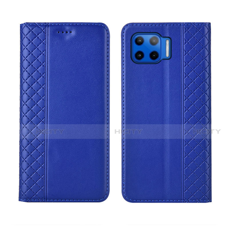 Funda de Cuero Cartera con Soporte Carcasa L02 para Motorola Moto G 5G Plus Azul