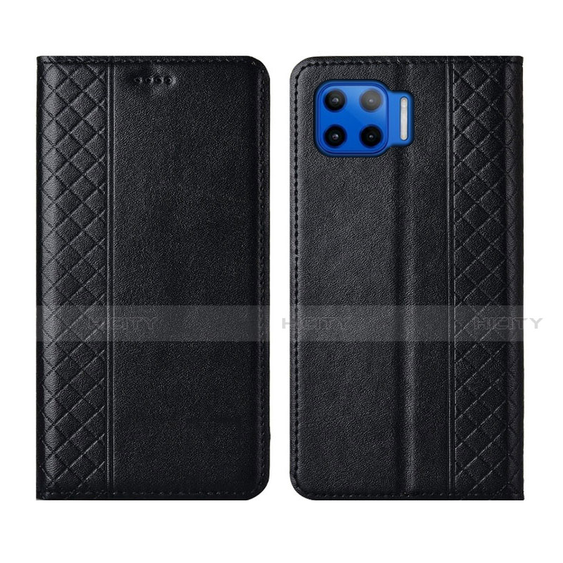 Funda de Cuero Cartera con Soporte Carcasa L02 para Motorola Moto G 5G Plus Negro