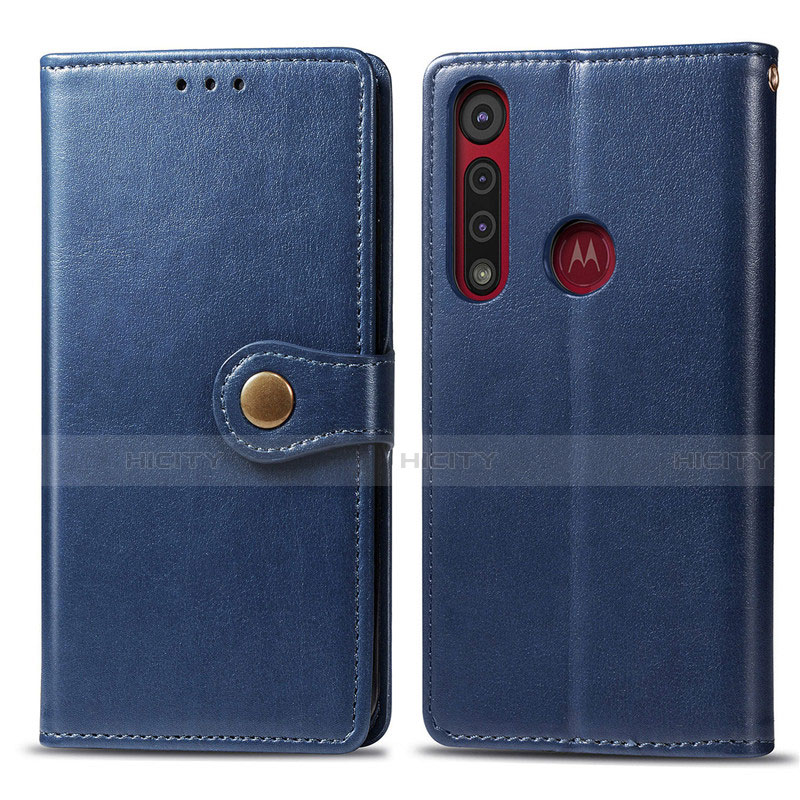 Funda de Cuero Cartera con Soporte Carcasa L02 para Motorola Moto G8 Play Azul