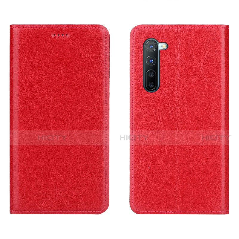 Funda de Cuero Cartera con Soporte Carcasa L02 para Oppo F15 Rojo