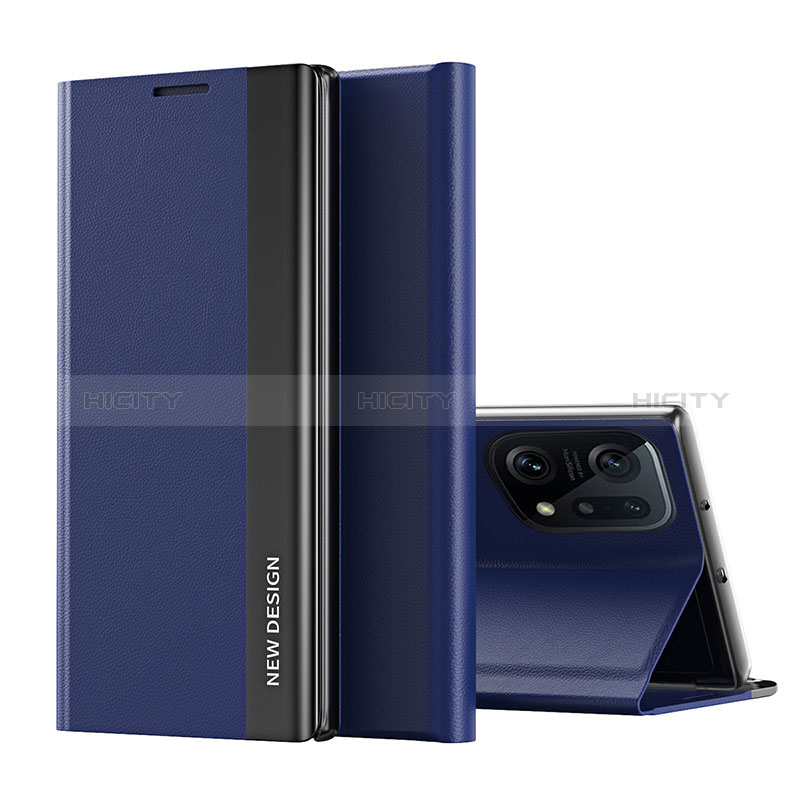 Funda de Cuero Cartera con Soporte Carcasa L02 para Oppo Find X5 5G Azul