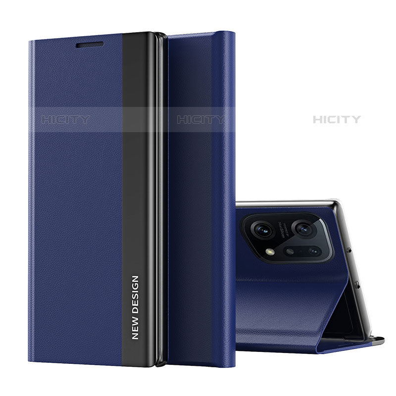 Funda de Cuero Cartera con Soporte Carcasa L02 para Oppo Find X5 Pro 5G Azul