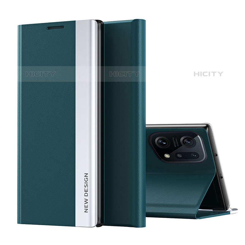 Funda de Cuero Cartera con Soporte Carcasa L02 para Oppo Find X5 Pro 5G Verde