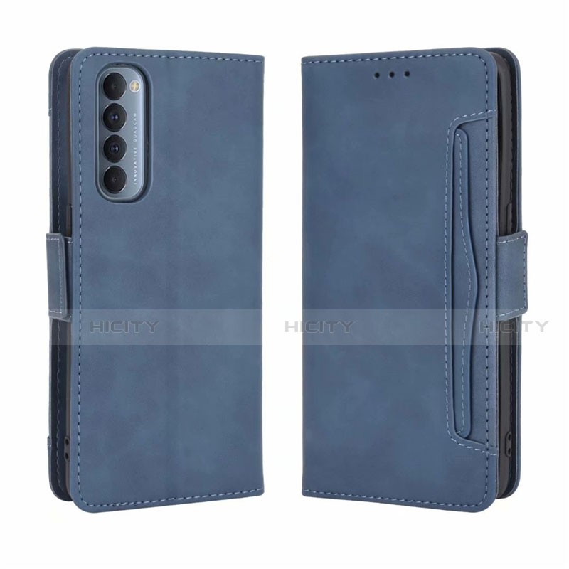 Funda de Cuero Cartera con Soporte Carcasa L02 para Oppo Reno4 Pro 4G Azul