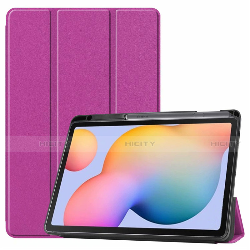 Funda de Cuero Cartera con Soporte Carcasa L02 para Samsung Galaxy Tab S6 Lite 10.4 SM-P610 Morado