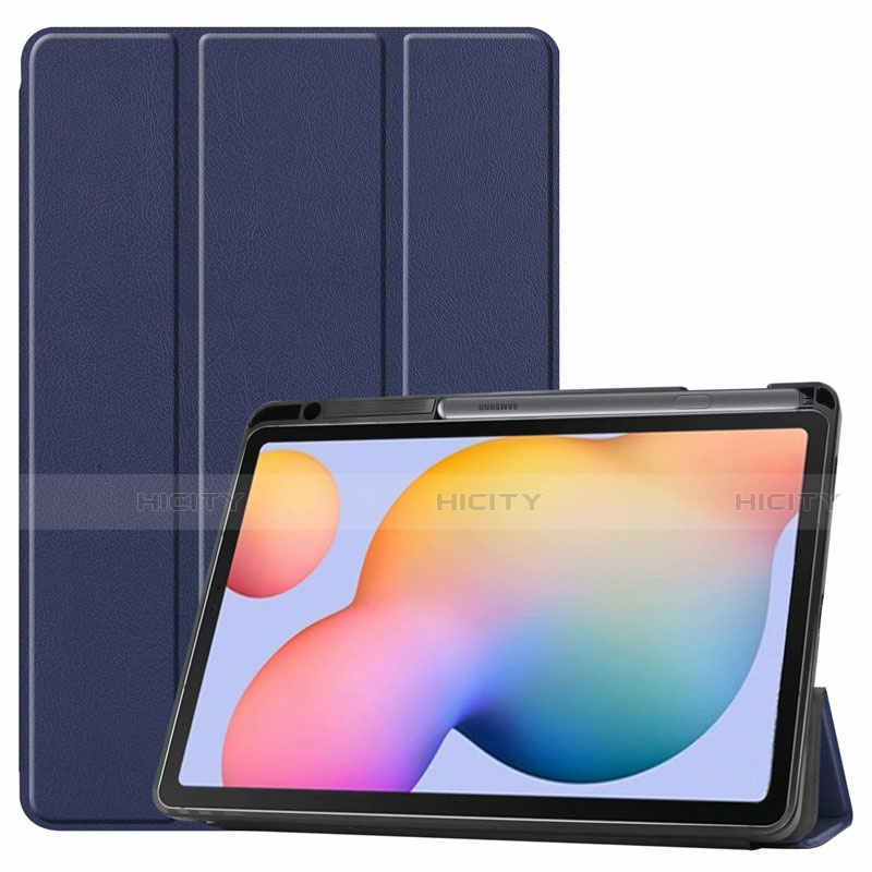 Funda de Cuero Cartera con Soporte Carcasa L02 para Samsung Galaxy Tab S6 Lite 4G 10.4 SM-P615 Azul