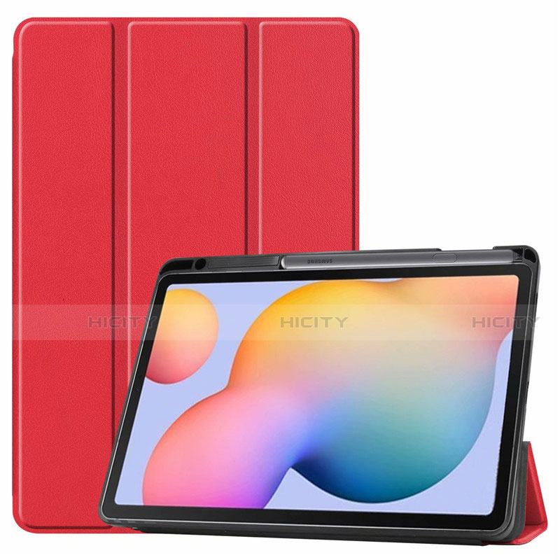 Funda de Cuero Cartera con Soporte Carcasa L02 para Samsung Galaxy Tab S6 Lite 4G 10.4 SM-P615 Rojo