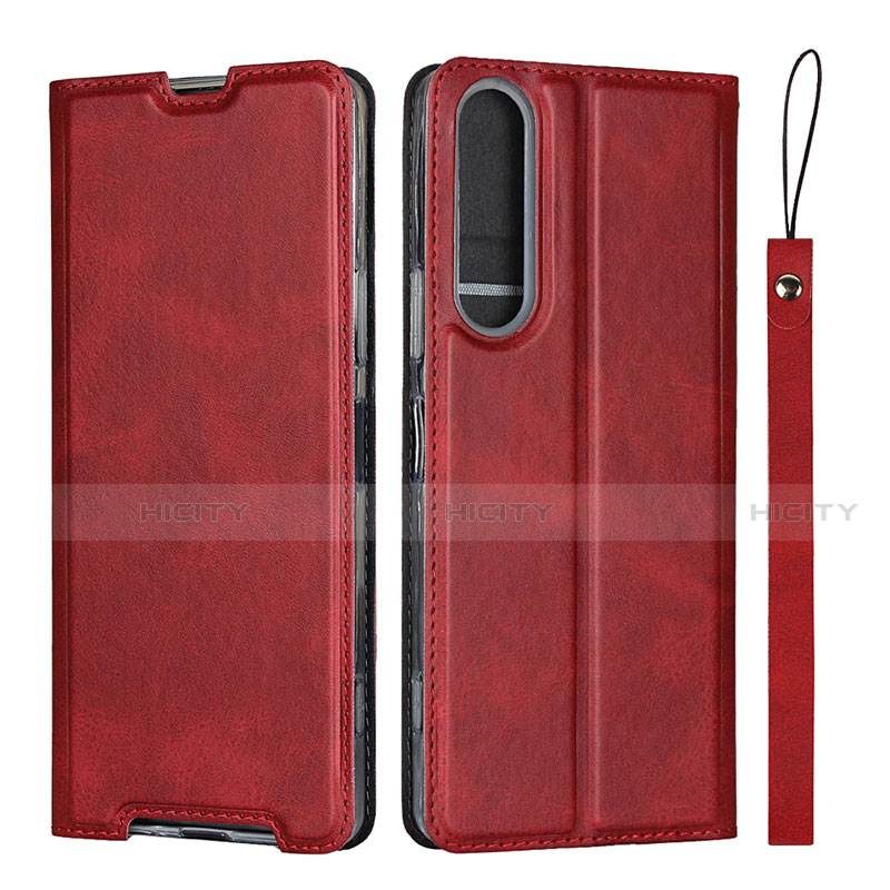 Funda de Cuero Cartera con Soporte Carcasa L02 para Sony Xperia 1 II Rojo